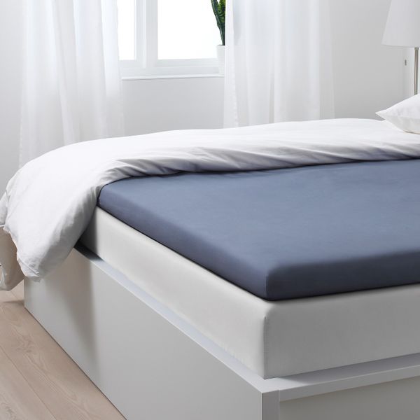 Натяжная простыня для тонкого матраса, сине-серый 160x200 см IKEA СЁМНТУТА 304.126.55 - схема-чертеж с размерами