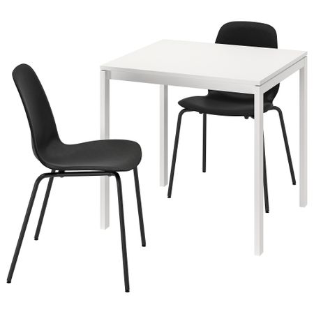 Стол и 2 стула, белый белый, черный черный, 75x75 см IKEA MELLTORP МЕЛЬТОРП, LIDÅS 295.090.45