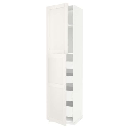 Высокий шкаф/2дверцы/4ящика, белый/Сэведаль белый 60x60x240 см IKEA METOD МЕТОД / MAXIMERA МАКСИМЕРА 194.468.69