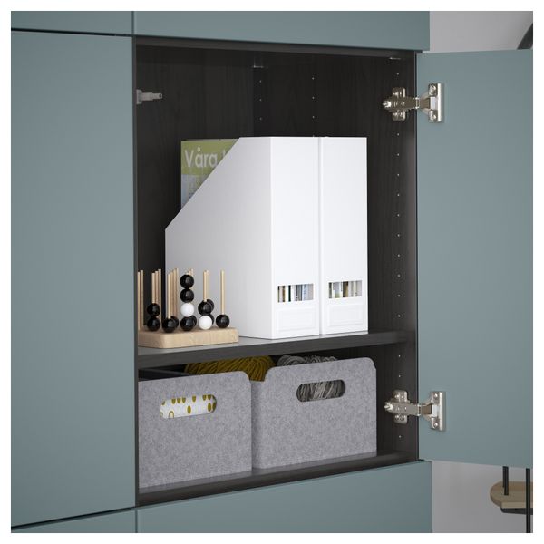 Комбинация для хранения с дверцами БЕСТО, черно-коричневый, Вальвикен серо-бирюзовый - схема-чертеж с размерами