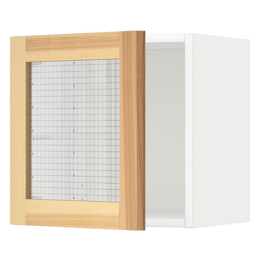 Навесной шкаф со стеклянной дверцей, белый/Торхэмн ясень 40x40 см IKEA METOD МЕТОД 494.470.42 - фото 1