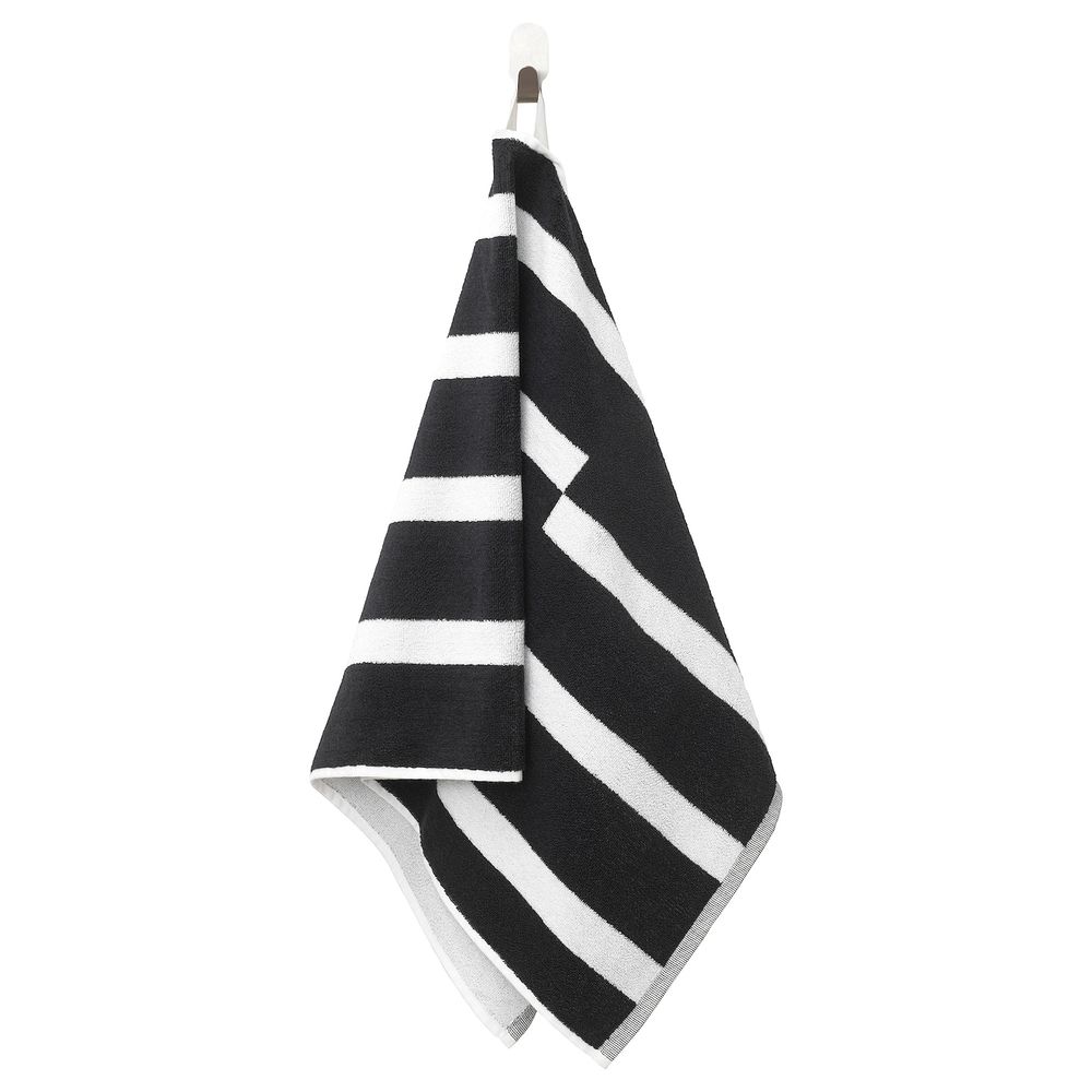 Полотенце, черный-белый 50x100 см IKEA KINNEN КИННЕН 604.393.33 - фото 1