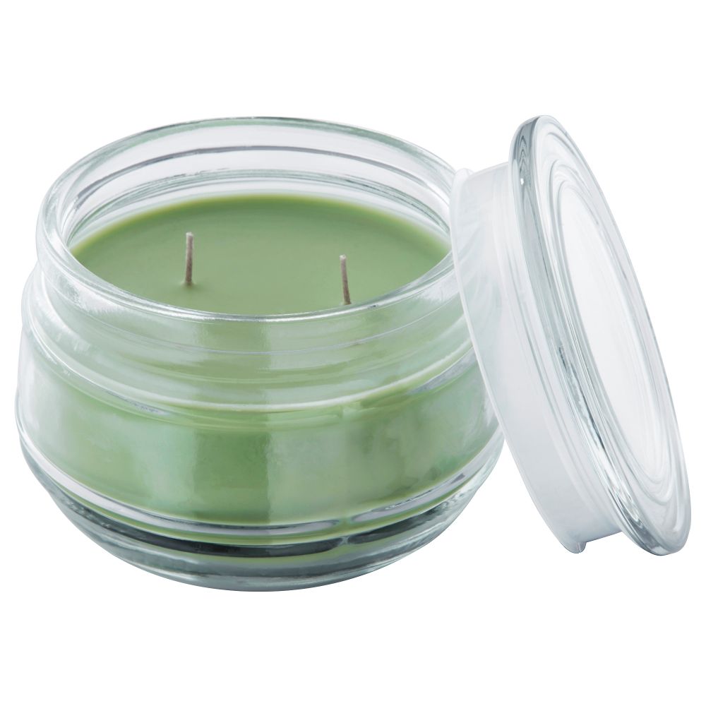 Ароматическая свеча в стакане, 2 фитиля ЛУГГА, Летний луг зеленый (10 см) - фото 1