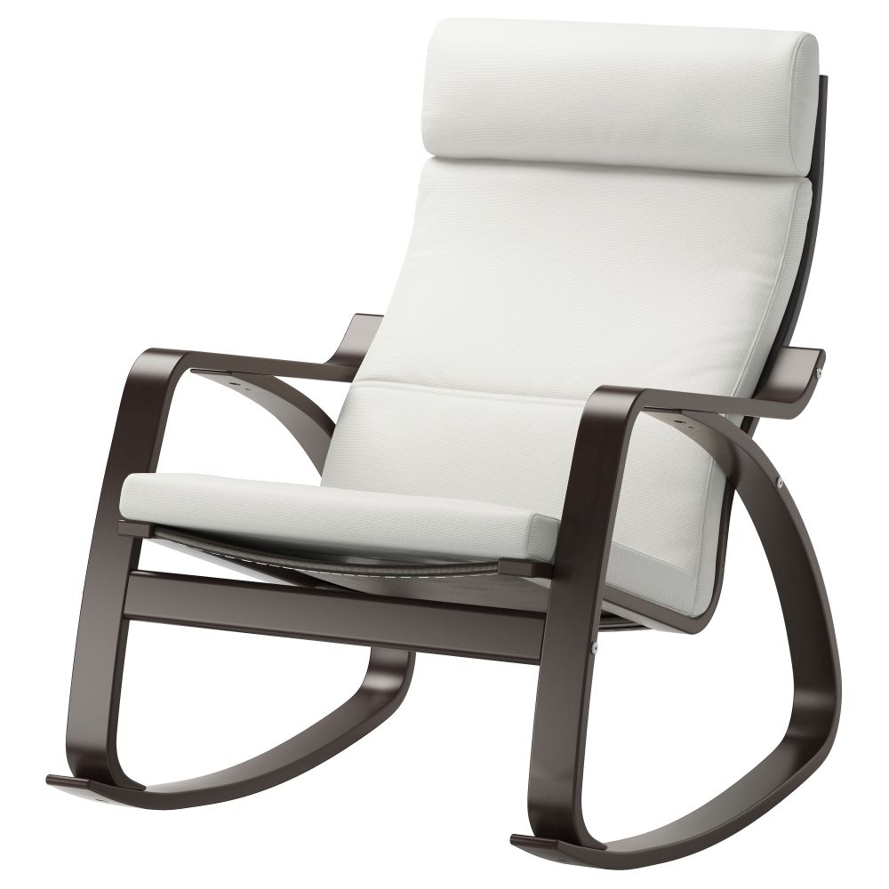 Кресло-качалка ПОЭНГ, черно-коричневый, Финнста белый - фото 1