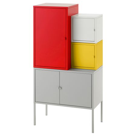 Комбинация для хранения ЛИКСГУЛЬТ, красный/желтый, серый/белый (60x117 см)