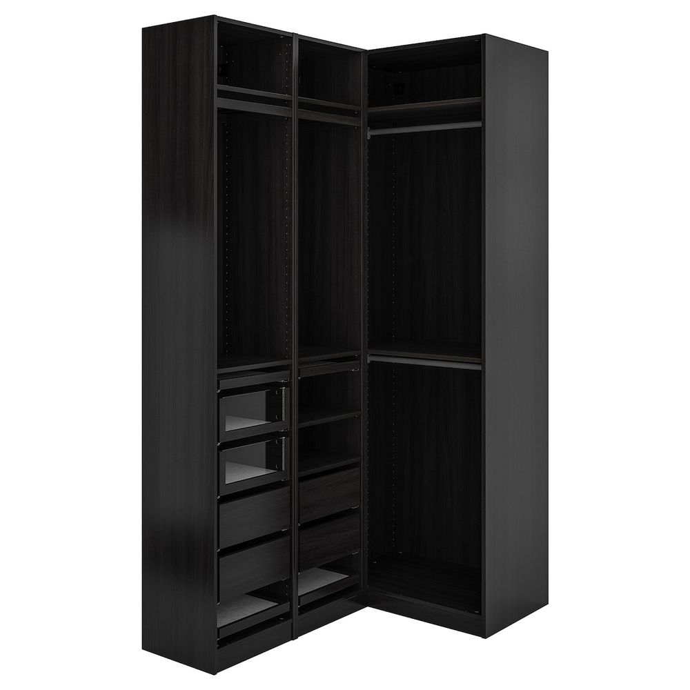 Гардероб угловой, черно-коричневый 160/88x236 см IKEA PAX ПАКС 993.313.17 - фото 1
