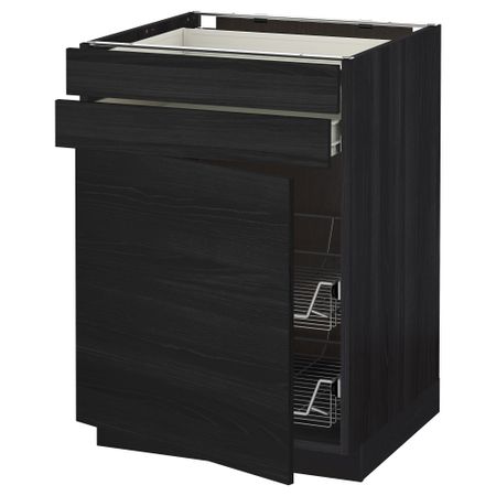 Напольный шкаф, дверца, 2 ящика, проволочных корзин МЕТОД / ФОРВАРА, черный, Тингсрид черный