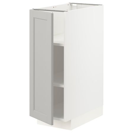 Напольный шкаф с полками, белый/Лерхюттан светло-серый 30x60 см IKEA METOD МЕТОД 393.014.03