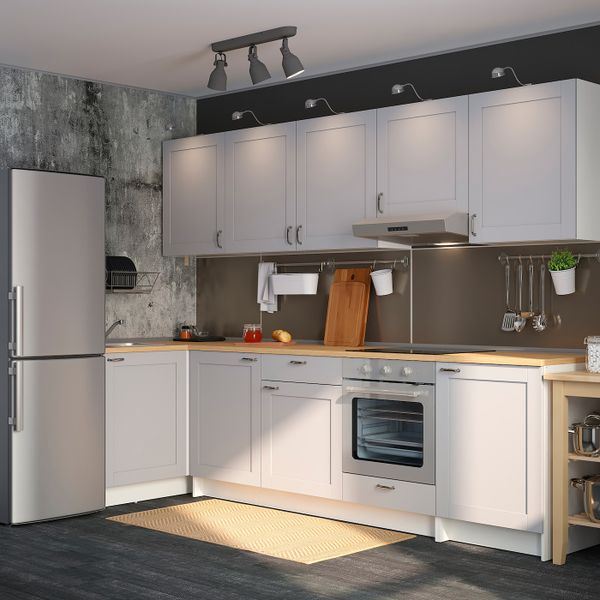 Кухня, серый 120x300x220 см IKEA KNOXHULT КНОКСХУЛЬТ 694.035.65 - схема-чертеж с размерами