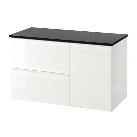 Шкаф под раковину с 3 ящиками, глянцевый белый/антрацит 102x49x60 см IKEA ГОДМОРГОН / ТОЛКЕН 992.952.63