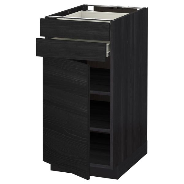 Напольный шкаф с дверцей, 2 ящиками МЕТОД / ФОРВАРА, черный, Тингсрид черный - схема-чертеж с размерами