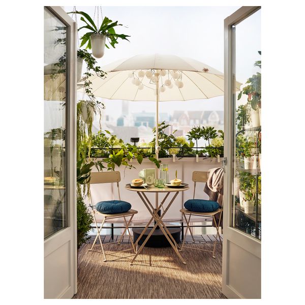 Садовый стол САЛЬТХОЛЬМЕН, складной бежевый (65 см) - схема-чертеж с размерами