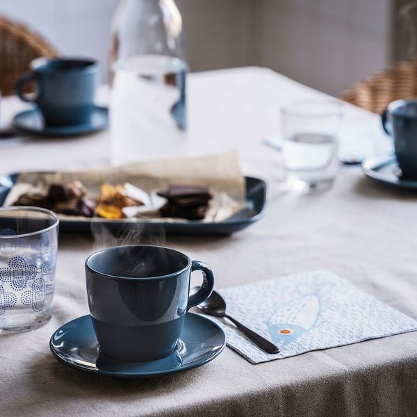 Чашка с блюдцем, полированный темная бирюза 25 сл IKEA FÄRGKLAR ФЭРГКЛАР 204.818.28 - схема-чертеж с размерами