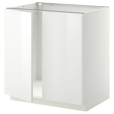Напольный шкаф для мойки+2 двери, белый/Рингульт белый 80x60 см IKEA METOD МЕТОД 894.448.57