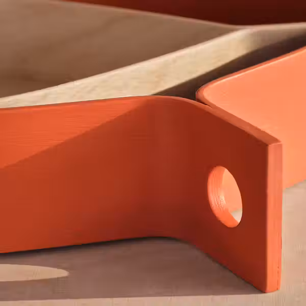 OMMJÄNGE ОММЬЕНГЕ Набор подносов, 2 шт - оранжевый/березовый шпон - схема-чертеж с размерами