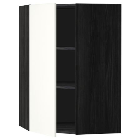 Угловой навесной шкаф с полками МЕТОД, черный, Хэггеби белый