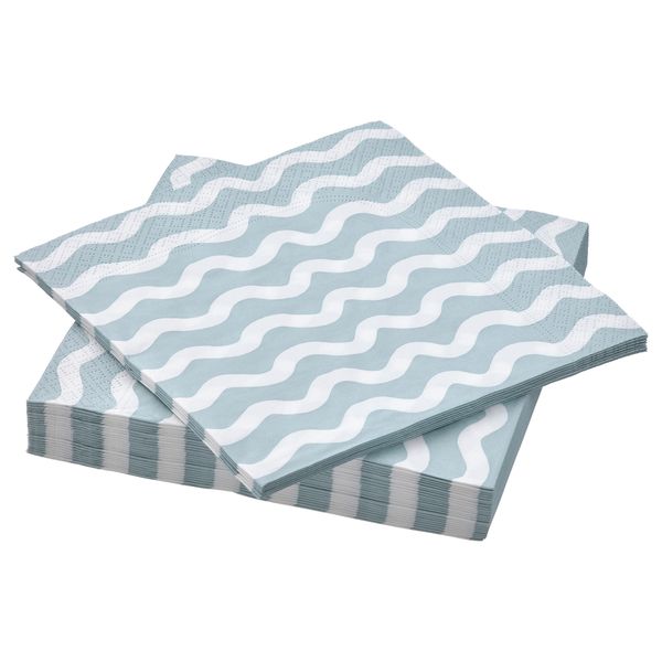 Салфетка бумажная, 33x33 см, с рисунком белый/бледно-голубой IKEA VÅRSIKLÖJA 205.422.28 - фото 1