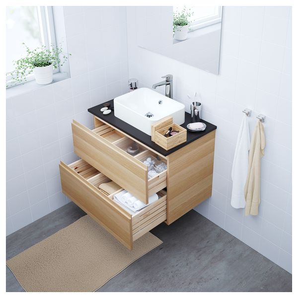 Шкаф со столешницей 45x32 раковина ГОДМОРГОН/ТОЛКЕН / ХОРВИК, под беленый дуб, антрацит (82x49x72 см) - схема-чертеж с размерами