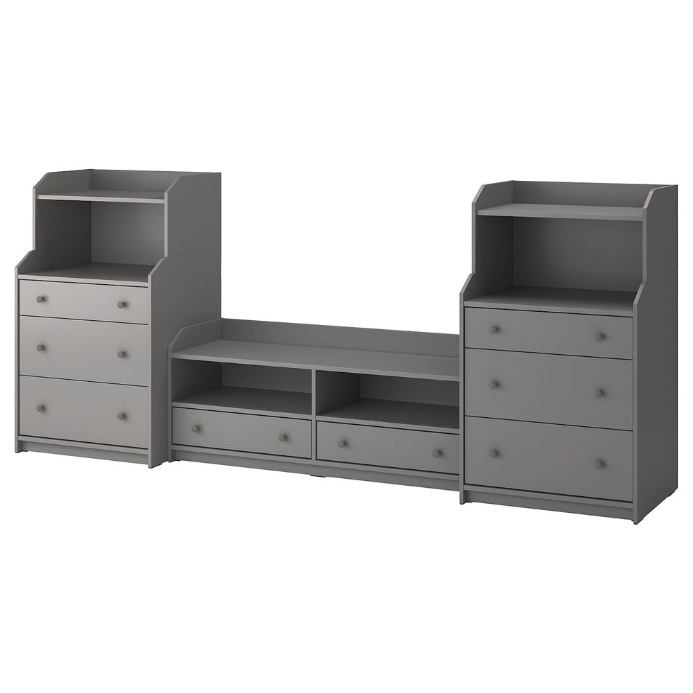 Комбинация для хранения/под ТВ, серый 277x46x116 см IKEA HAUGA ХАУГА 893.887.19 - фото 1