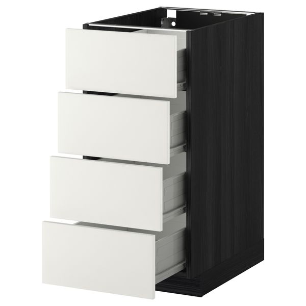 Напольный шкаф 4 фронтальных панели, 4 ящика МЕТОД / ФОРВАРА, черный, Хэггеби белый - схема-чертеж с размерами