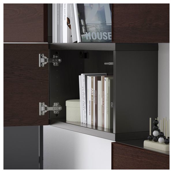 Шкаф для ТВ, комбинация БЕСТО, черно-коричневый, Инвикен черно-коричневый (240x20/40x204 см) - фото 4