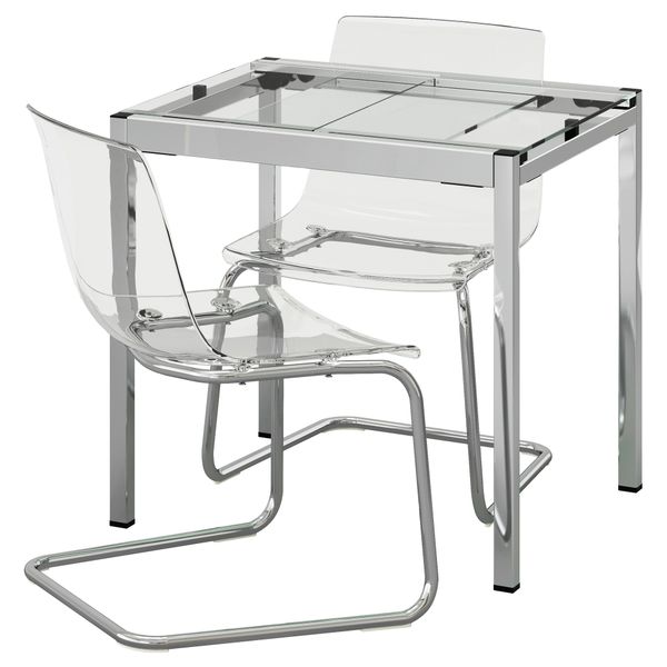Стол и 2 стула ГЛИВАРП / ТОБИАС, прозрачный, хромированный прозрачный (75 см) - фото 1