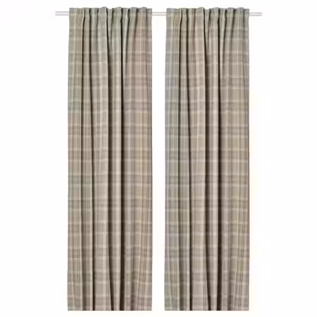 HÄGGVECKMAL ХЭГГВЕККМАЛ Затемняющие гардины, 2 шт. - бежевый/с лентой 145x300 см