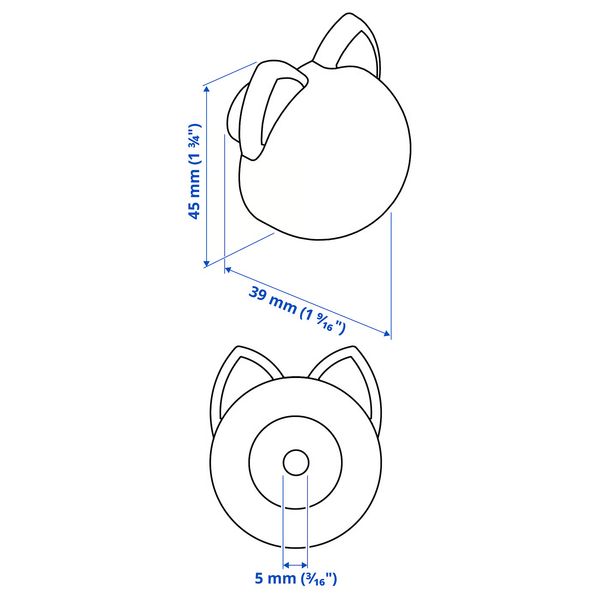 GREJSIMOJS ГРЕЙСИМОЙС Ручка мебельная - оранжевый/кот 38 мм - схема-чертеж с размерами