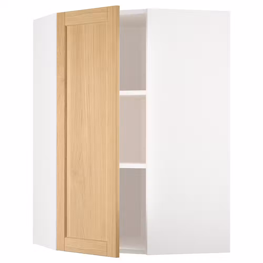 METOD Угловой навесной шкаф с полками - белый/Forsbacka дуб 68x100 см - фото 1