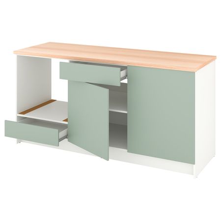 Напольный шкаф с дверцами и ящиком, серо-зеленый 180 см IKEA KNOXHULT КНОКСХУЛЬТ 304.879.81