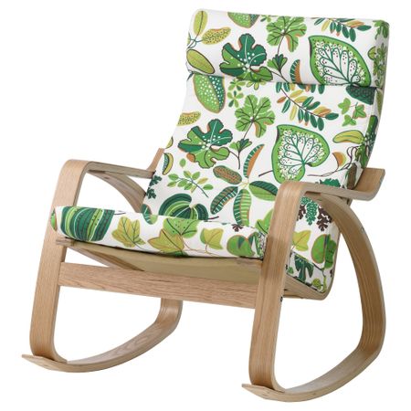 Кресло-качалка ПОЭНГ, дубовый шпон, Симмарп зеленый