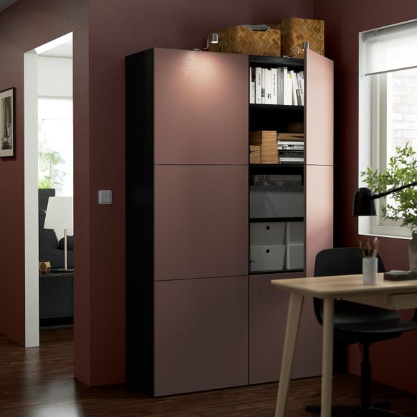 Комбинация для хранения с дверцами, черно-коричневый/Хёртвикен коричневый 120x42x193 см IKEA BESTÅ БЕСТО 194.357.76 - фото 2