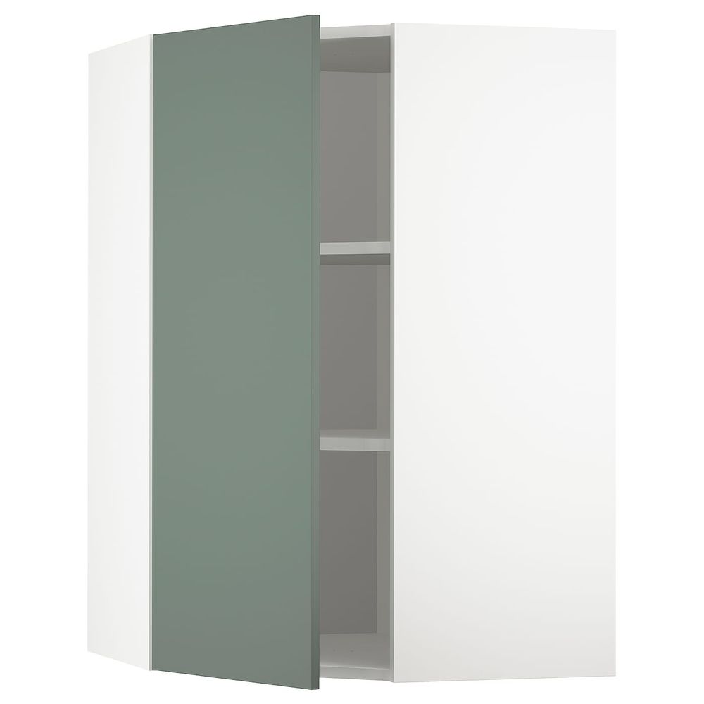 Угловой навесной шкаф с полками, белый/Бодарп серо-зеленый 68x100 см IKEA METOD МЕТОД 093.177.16 - фото 1