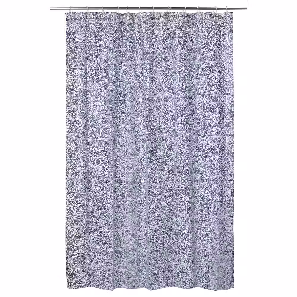 ÄNGSKLOCKA ЭНГСКЛОККА Штора для ванной - белый/синий 180x200 см - фото 1