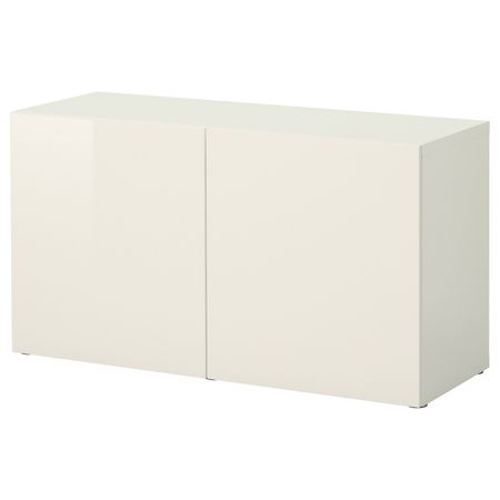 Стеллаж с дверьми, белый/Сельсвикен глянцевый, белый 120x42x64 см IKEA BESTÅ БЕСТО 492.443.89