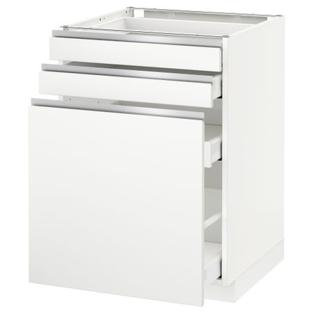 Напольный шкаф с выдвижными модулями, 2 фронтальные панели МЕТОД / МАКСИМЕРА, белый, Нодста белый