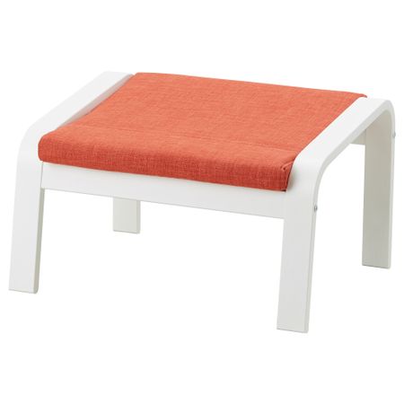 Табурет для ног ПОЭНГ, белый, Шифтебу темно-оранжевый