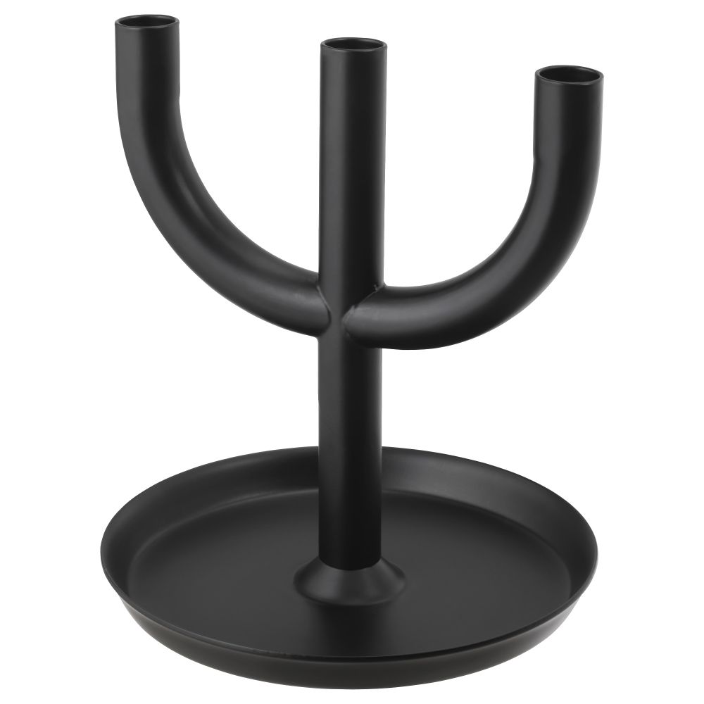 Подсвечник для 3 свечей ЭНИГЕТ, черный (22 см) - фото 1