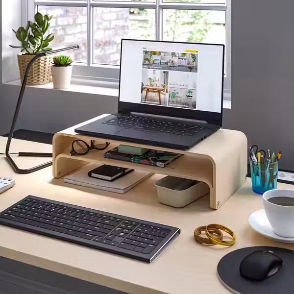 MITTZON МИТТЗОН Письменный стол - березовый шпон/чёрный 140x60 см - фото 4