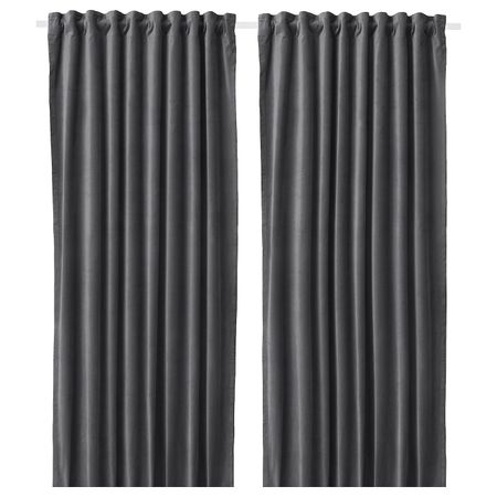 Затемняющие гардины, 2 шт., темно-серый 140x300 см IKEA SANELA САНЕЛА 004.140.24