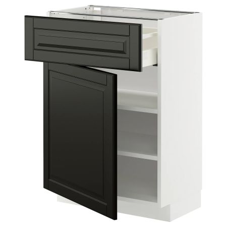 METOD / MAXIMERA Напольный шкаф с ящиком/дверцей - белый/Bodbyn чёрный 60x37 см