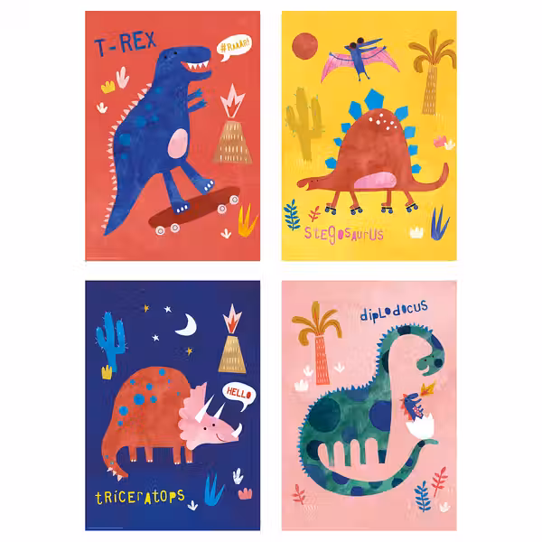 BILD Постер - Разноцветные динозавры 21x30 см - фото 1