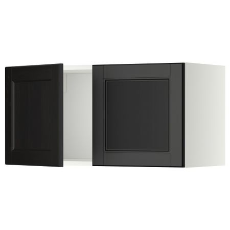 Навесной шкаф с 2 дверями МЕТОД, белый, Лаксарби черно-коричневый (80x40 см)