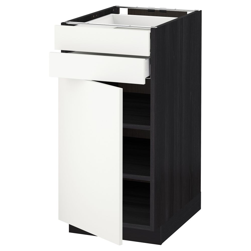 Напольный шкаф с дверцей, 2 ящиками МЕТОД / МАКСИМЕРА, черный, Хэггеби белый - схема-чертеж с размерами