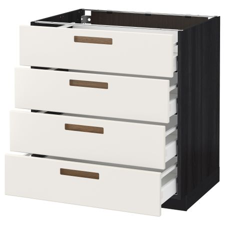 Напольный шкаф 4 фронтальных панели, 4 ящика МЕТОД / МАКСИМЕРА, черный, Мэрста белый