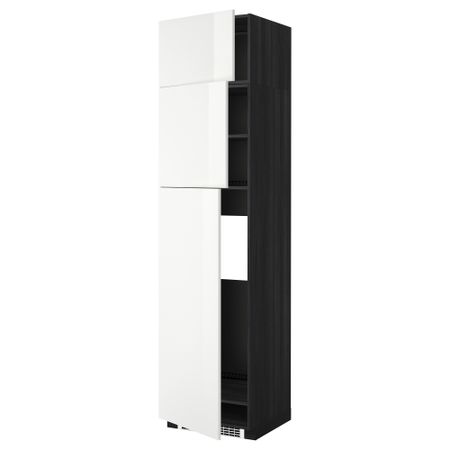 Высокий шкаф для холодильника, 3 дверцы МЕТОД, черный, Рингульт белый (60x60x240 см)