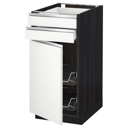 Напольный шкаф, дверца, 2 ящика, проволочных корзин МЕТОД / МАКСИМЕРА, черный, Нодста белый