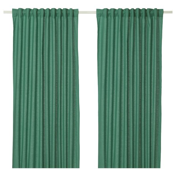 Гардины, 2 шт., зеленый 145x300 см IKEA ANNALOUISA АННАЛУИЗА 704.108.24 - фото 1
