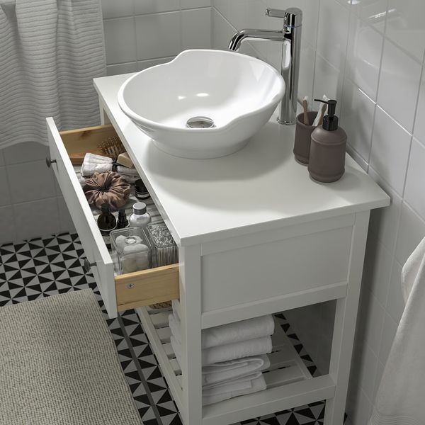 HEMNES / VÄSTERSJÖN Шкаф с ящиком/раковина/смеситель - белый 82x48x90 см - фото 3