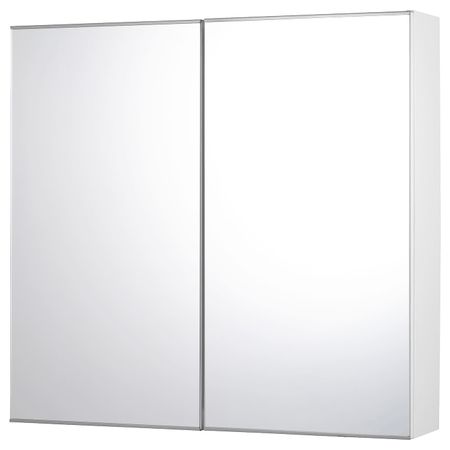Зеркальный шкаф с 2 дверцами, белый 80x15x75 см IKEA FISKÅN ФИСКОН 604.976.34